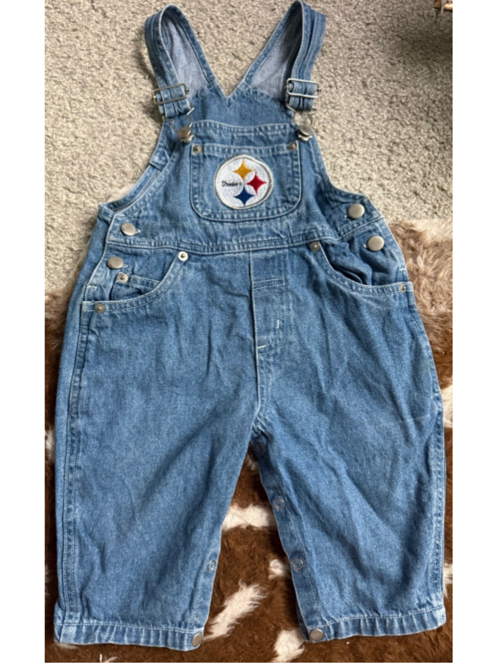 Mighty-Mac Steelers Denim Overalls NFL Football Y2K Embroidered